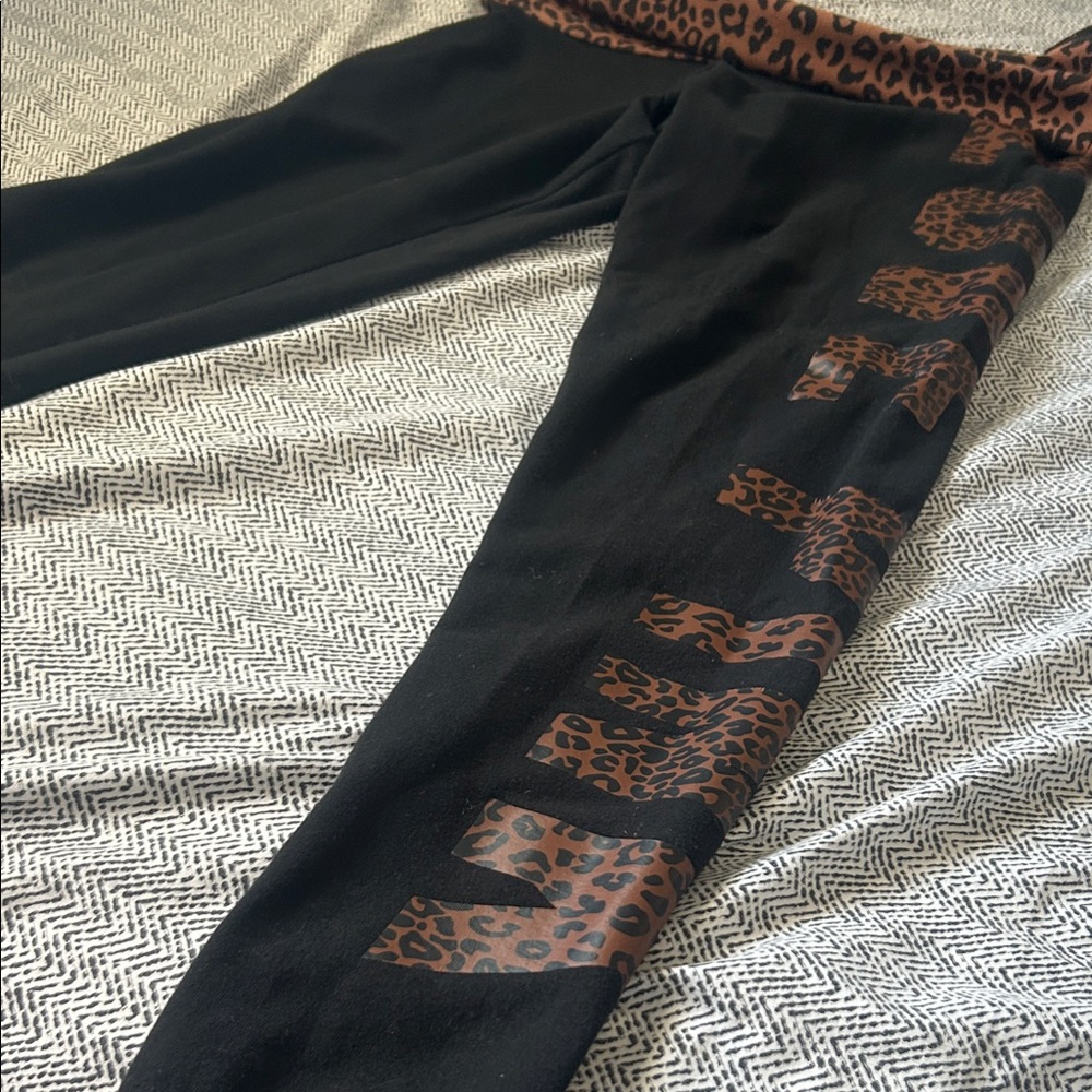 Victoria's Secret Black and Leopard Print Leggings